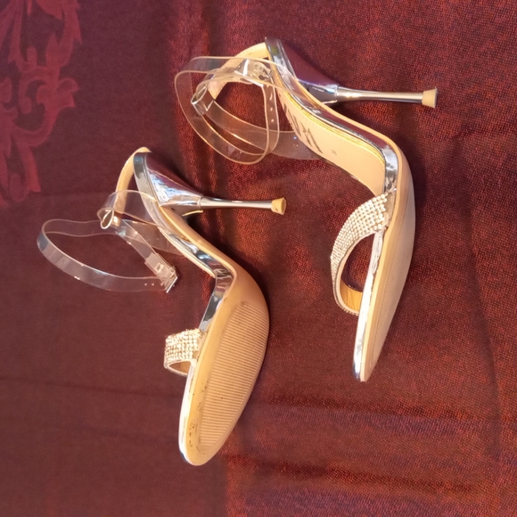 Zara chome heels with rhinestone strap - Picture 2 of 8
